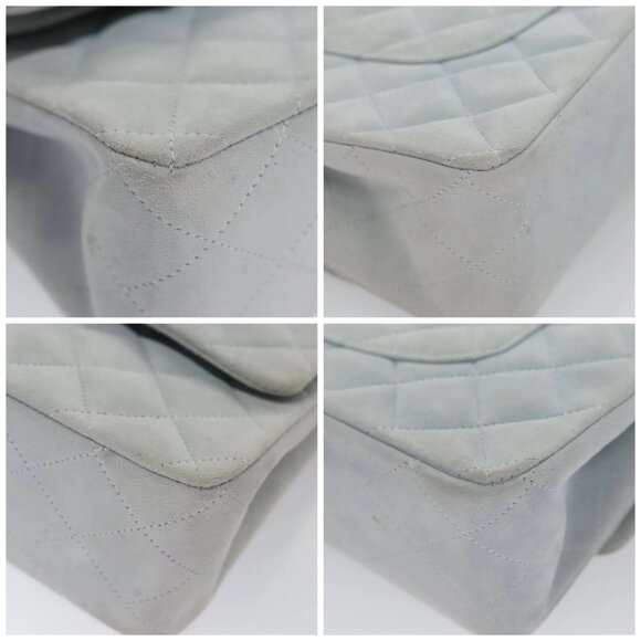 CHANEL Matelasse Chain Shoulder Bag Suede Light Blue Gold CC Auth 106433AV - Picture 16 of 16